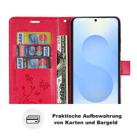 Hülle für Samsung Galaxy S25 Handyhülle Handy Tasche Wallet Case Flip Cover in Rot