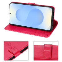 Hülle für Samsung Galaxy S25 Handyhülle Handy Tasche Wallet Case Flip Cover in Rot