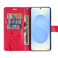 Hülle für Samsung Galaxy S25 Handyhülle Handy Tasche Wallet Case Flip Cover in Rot