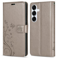 Hülle für Samsung Galaxy S25+ Handyhülle Handy Tasche Wallet Case Flip Cover in Grau