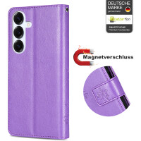 Hülle für Samsung Galaxy S25+ Handyhülle Handy Tasche Wallet Case Flip Cover in Lila