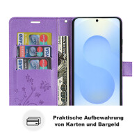 Hülle für Samsung Galaxy S25+ Handyhülle Handy Tasche Wallet Case Flip Cover in Lila