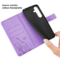 Hülle für Samsung Galaxy S25+ Handyhülle Handy Tasche Wallet Case Flip Cover in Lila