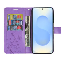Hülle für Samsung Galaxy S25+ Handyhülle Handy Tasche Wallet Case Flip Cover in Lila