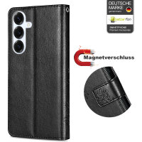 Hülle für Samsung Galaxy S25+ Handyhülle Handy Tasche Wallet Case Flip Cover in Schwarz