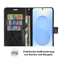 Hülle für Samsung Galaxy S25+ Handyhülle Handy Tasche Wallet Case Flip Cover in Schwarz