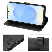 Hülle für Samsung Galaxy S25+ Handyhülle Handy Tasche Wallet Case Flip Cover in Schwarz