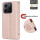 Hülle für Xiaomi Redmi Note 14 5G, Handy Tasche Handyhülle Wallet Case Flip Cover in Rosegold