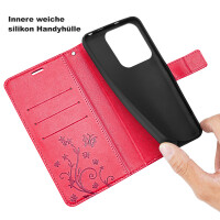 Hülle für Xiaomi Redmi Note 14 5G, Handy Tasche Handyhülle Wallet Case Flip Cover in Rot