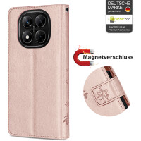 Hülle für Xiaomi Redmi Note 14 Pro 4G, Handy Tasche Handyhülle Wallet Case Flip Cover in Rosegold
