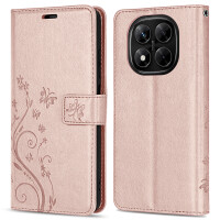 Hülle für Xiaomi Redmi Note 14 Pro 4G, Handy Tasche Handyhülle Wallet Case Flip Cover in Rosegold