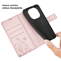 Hülle für Xiaomi Redmi Note 14 Pro 4G, Handy Tasche Handyhülle Wallet Case Flip Cover in Rosegold