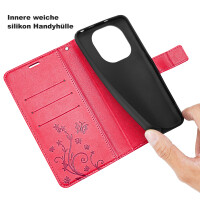 Hülle für Xiaomi Redmi Note 14 Pro 4G, Handy Tasche Handyhülle Wallet Case Flip Cover in Rot
