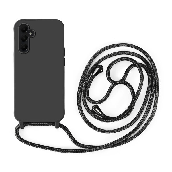 Handykette für Samsung Galaxy A05s Hanyhülle mit Band Hülle mit Kodel Smartphone Halskette in Schwarz