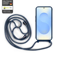 Handykette für Samsung Galaxy S25 Hanyhülle mit Band Hülle mit Kodel Smartphone Halskette in Blau