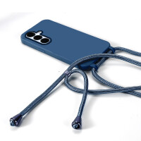 Handykette für Samsung Galaxy S25 Hanyhülle mit Band Hülle mit Kodel Smartphone Halskette in Blau