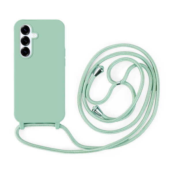 Handykette für Samsung Galaxy S25 Hanyhülle mit Band Hülle mit Kodel Smartphone Halskette in Mintgrün