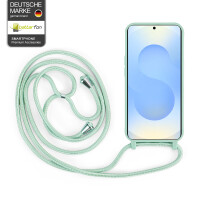 Handykette für Samsung Galaxy S25 Hanyhülle mit Band Hülle mit Kodel Smartphone Halskette in Mintgrün