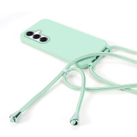 Handykette für Samsung Galaxy S25 Hanyhülle mit Band Hülle mit Kodel Smartphone Halskette in Mintgrün