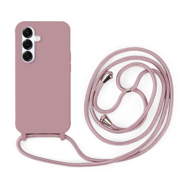 Handykette für Samsung Galaxy S25+ Hanyhülle mit Band Hülle mit Kodel Smartphone Halskette in Rosa
