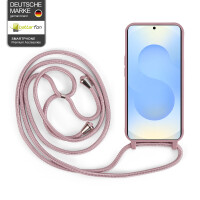 Handykette für Samsung Galaxy S25+ Hanyhülle mit Band Hülle mit Kodel Smartphone Halskette in Rosa