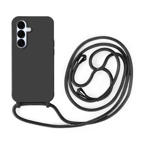 Handykette für Samsung Galaxy S25+ Hanyhülle mit Band Hülle mit Kodel Smartphone Halskette in Schwarz