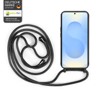 Handykette für Samsung Galaxy S25+ Hanyhülle mit Band Hülle mit Kodel Smartphone Halskette in Schwarz