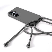 Handykette für Samsung Galaxy S25+ Hanyhülle mit Band Hülle mit Kodel Smartphone Halskette in Schwarz