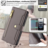 Handykette für Apple iPhone 16E – Handyhülle mit Band PU-Leder Grau