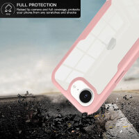 Handyhülle für Apple iPhone 16E – 360° Panzer Case mit Displayschutz Rosa
