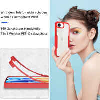 Handyhülle für Apple iPhone 16E – 360° Panzer Case mit Displayschutz Rot