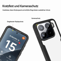 360° Grad Hülle für Xiaomi 15 Handyhülle vollschutz Integriertem Displayschutz in Schwarz