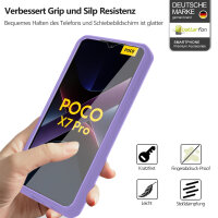 360° Hülle für Poco X7 Pro 5G, 360 Grad Handyhülle mit Integriertem Displayschutz in Lila