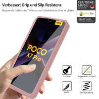 360° Hülle für Poco X7 Pro 5G, 360 Grad Handyhülle mit Integriertem Displayschutz in Rosa