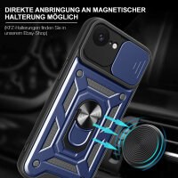 Panzer Hülle für iPhone 16E Handyhülle mit Kameraschutz Ringhalter Blau