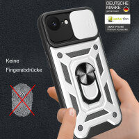 Handyhülle für Apple iPhone 16E – Ring Panzer Case Silber