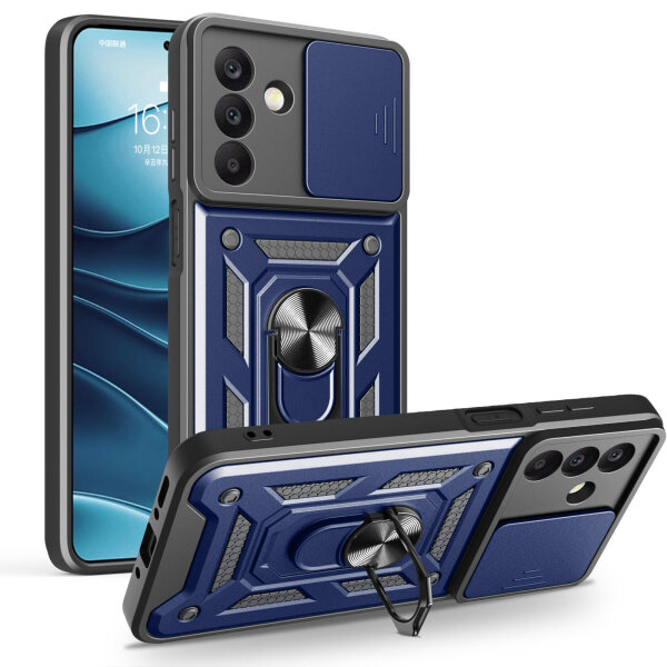 Outdoor Panzer Hülle für Samsung Galaxy A26 mit Kameraschutz Ringhalter Bumper in Blau