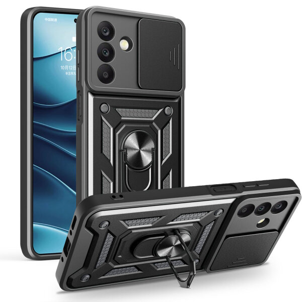Outdoor Panzer Hülle für Samsung Galaxy A26 mit Kameraschutz Ringhalter Bumper in Schwarz