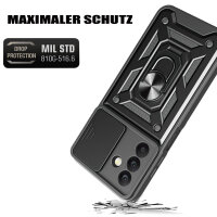 Outdoor Panzer Hülle für Samsung Galaxy A26 mit Kameraschutz Ringhalter Bumper in Schwarz