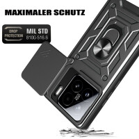 Outdoor Panzer Hülle für Xiaomi 15 Handyhülle Kameraschutz Ringhalter in Schwarz
