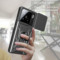 Outdoor Panzer Hülle für Xiaomi 15 Handyhülle Kameraschutz Ringhalter in Schwarz