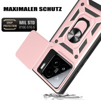 Outdoor Panzer Hülle für Xiaomi 15 Handyhülle Kameraschutz Ringhalter in Rosegold