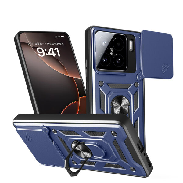 Outdoor Panzer Hülle für Xiaomi 15 Handyhülle Kameraschutz Ringhalter in Blau