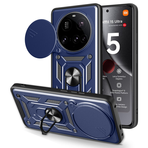 Outdoor Panzer Hülle für Xiaomi 15 Ultra Handyhülle Kameraschutz Ringhalter in Blau