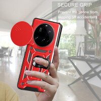 Outdoor Panzer Hülle für Xiaomi 15 Ultra Handyhülle Kameraschutz Ringhalter in Rot
