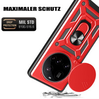 Outdoor Panzer Hülle für Xiaomi 15 Ultra Handyhülle Kameraschutz Ringhalter in Rot
