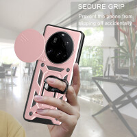 Outdoor Panzer Hülle für Xiaomi 15 Ultra Handyhülle Kameraschutz Ringhalter in Rosegold