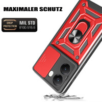 Outdoor Panzer Hülle für Poco X7 Pro 5G Handyhülle Kameraschutz Ringhalter in Rot