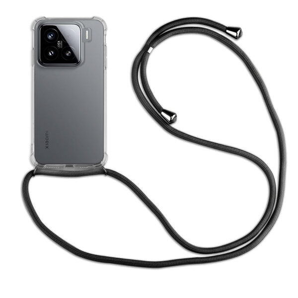 Handykett für Xiaomi 15 Hülle mit Kordel Handyhülle mit Band in Schwarz