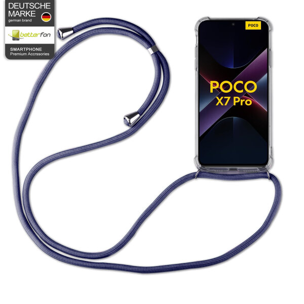 Handykett für Poco X7 5G Hülle mit Kordel Handyhülle mit Band in Blau